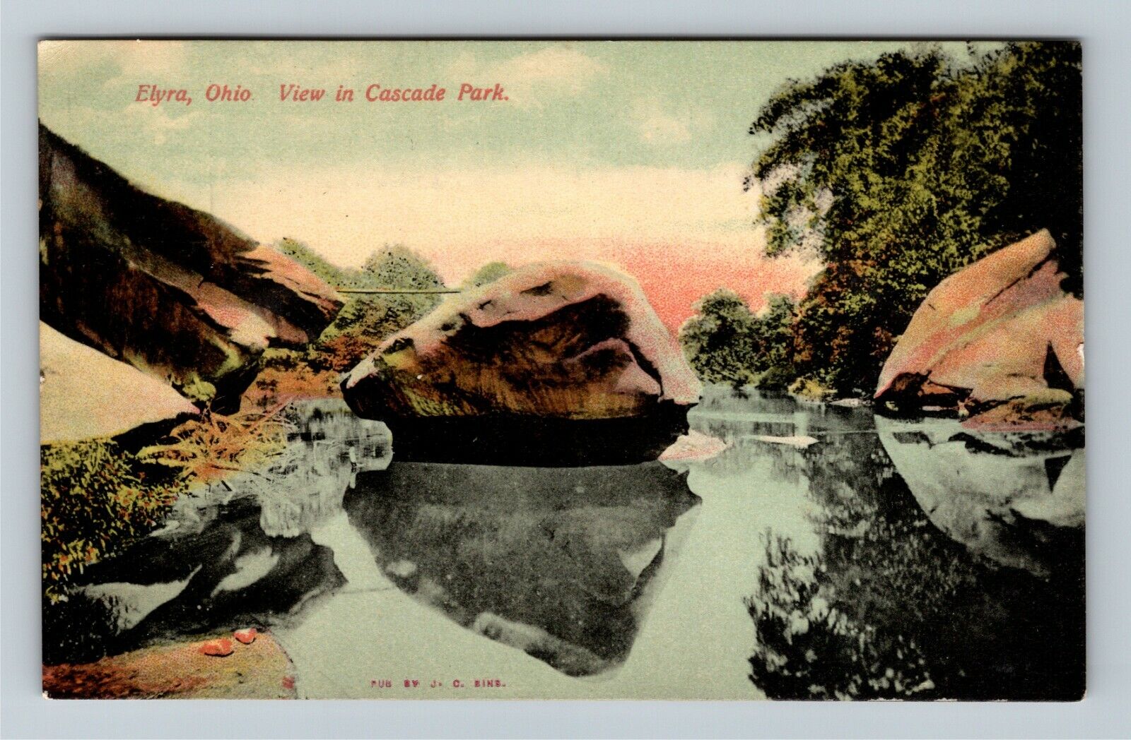 Elyria OH, View In Cascade Park, Ohio Vintage Postcard