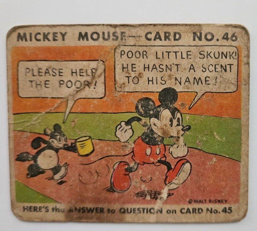 1935 R89 Type II MICKEY MOUSE BUBBLE GUM CARD #46  WALT DISNEY