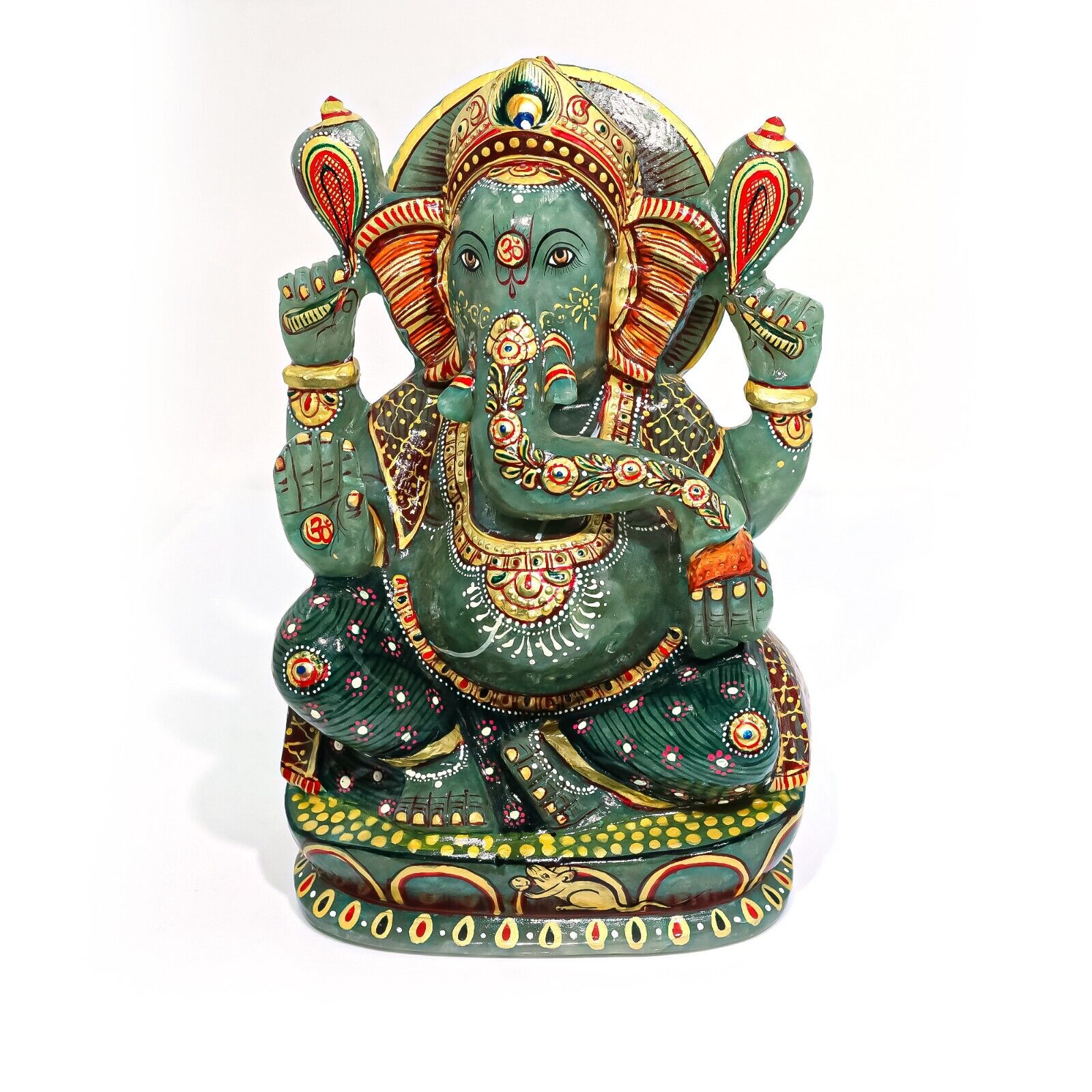 Green Aventurine Gemstone Ganesha Statue Natural Handmade Home Decor Lord