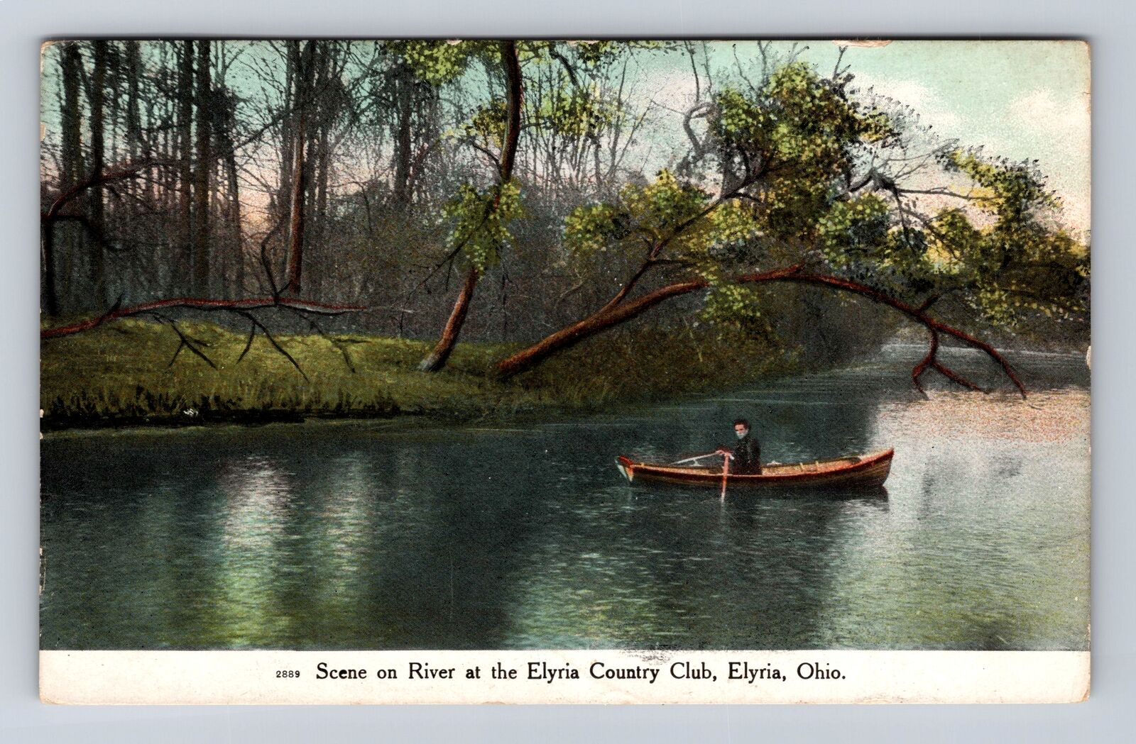 Elyria OH-Ohio, River Scene At The Elyria Country Club, Vintage c1911 Postcard
