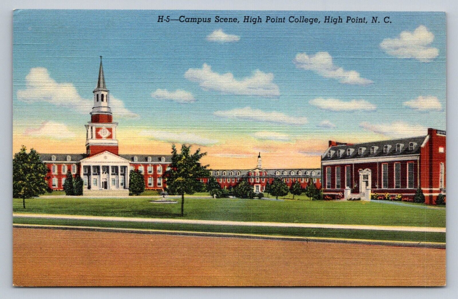 Postcard North Carolina High Point College Campus Chapel Linen Unposted  F640