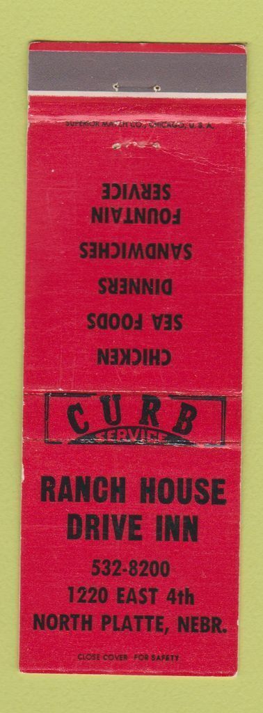 Matchbook Cover - Ranch House Drive Inn North Platte NE