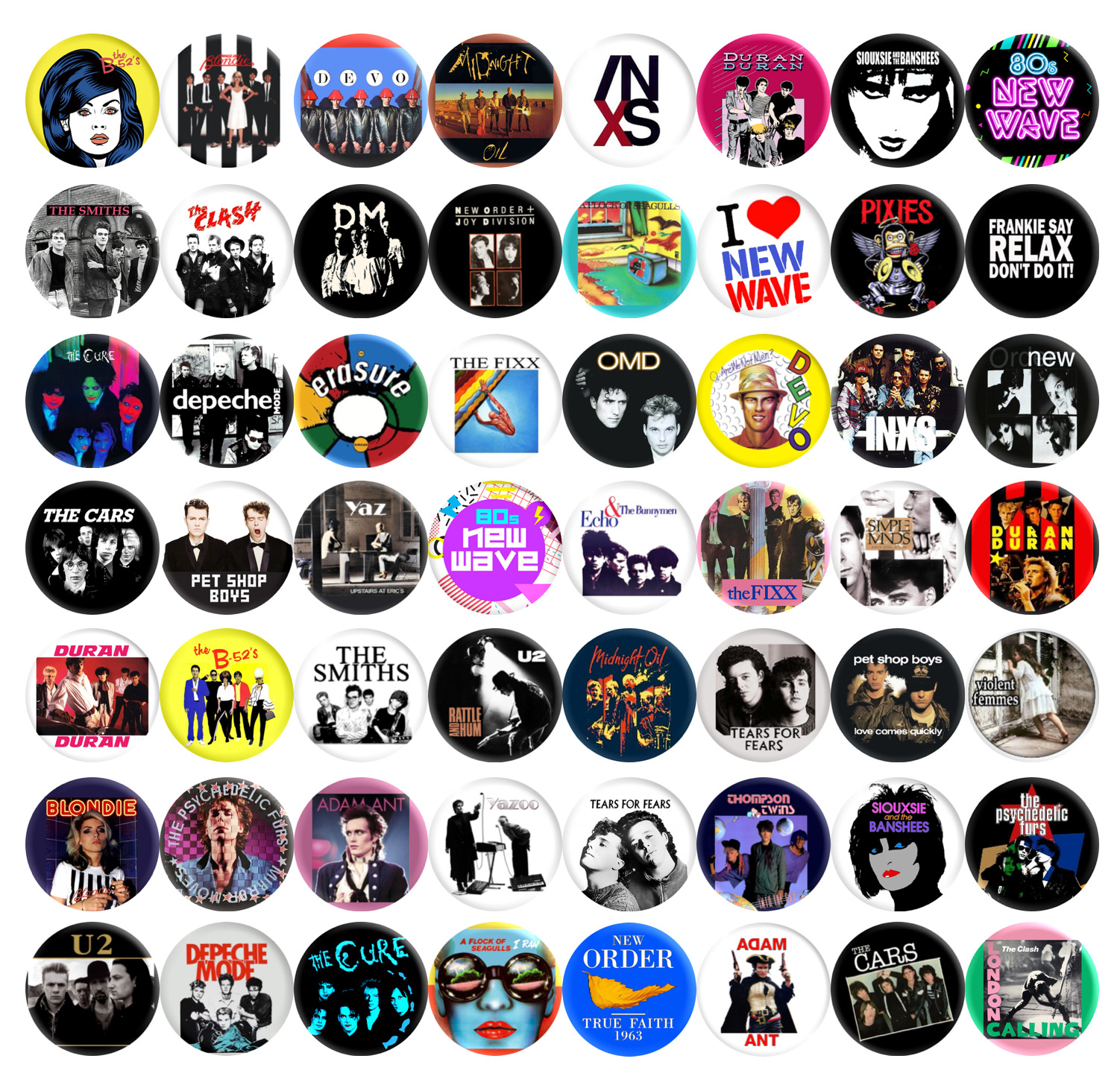80\'s New Wave Music Buttons Post Punk Pop Rock Synth Retro, 1\