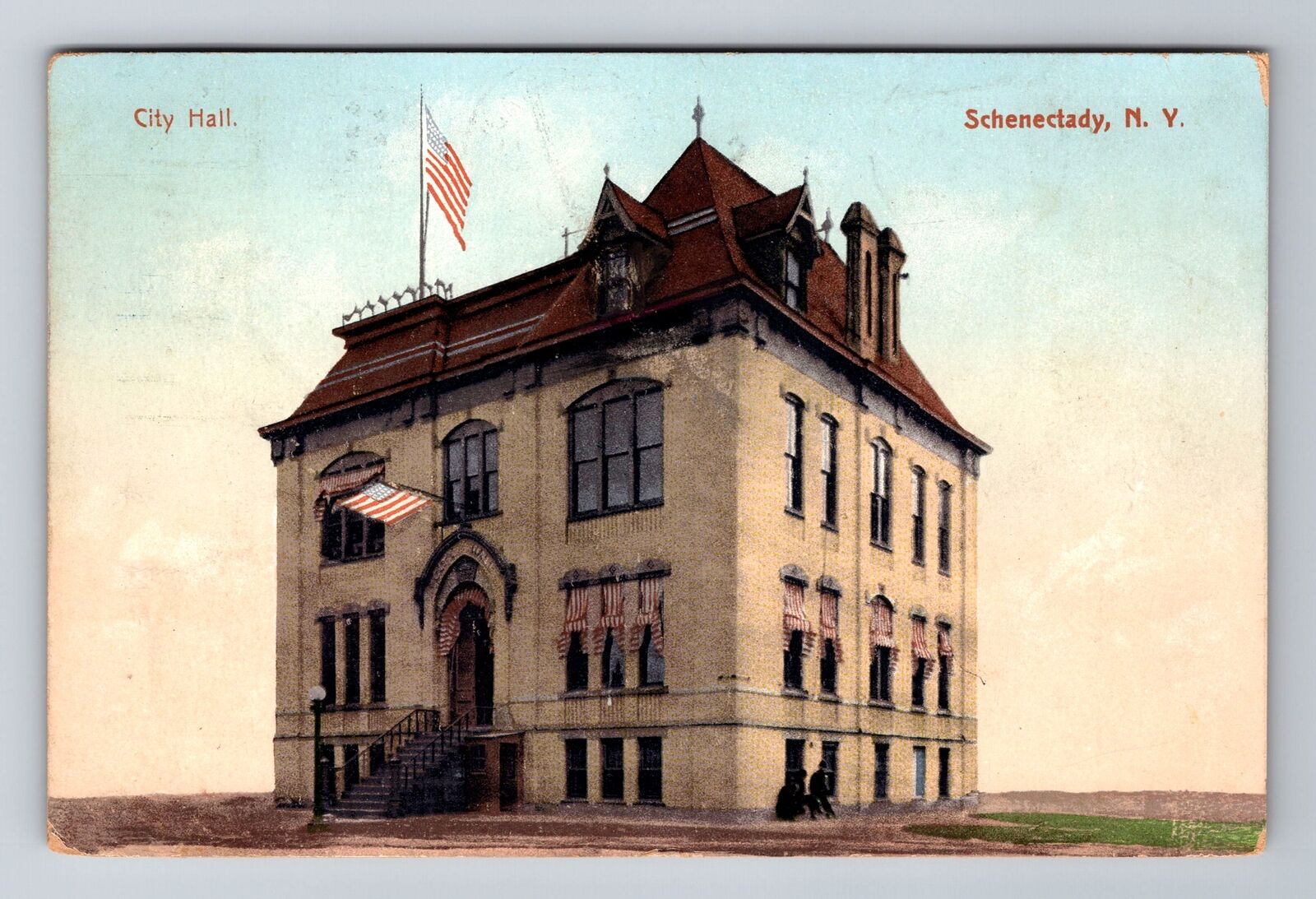 Schenectady NY-New York, City Hall, Antique, Vintage c1909 Souvenir Postcard