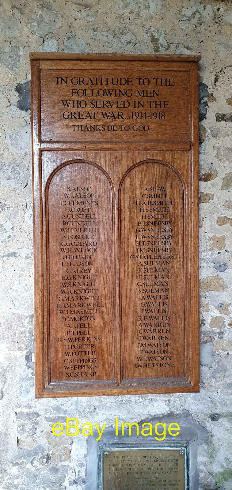 Photo 6x4 WW1 Roll of Honour inside St Peter's church, Wilburton  c2021
