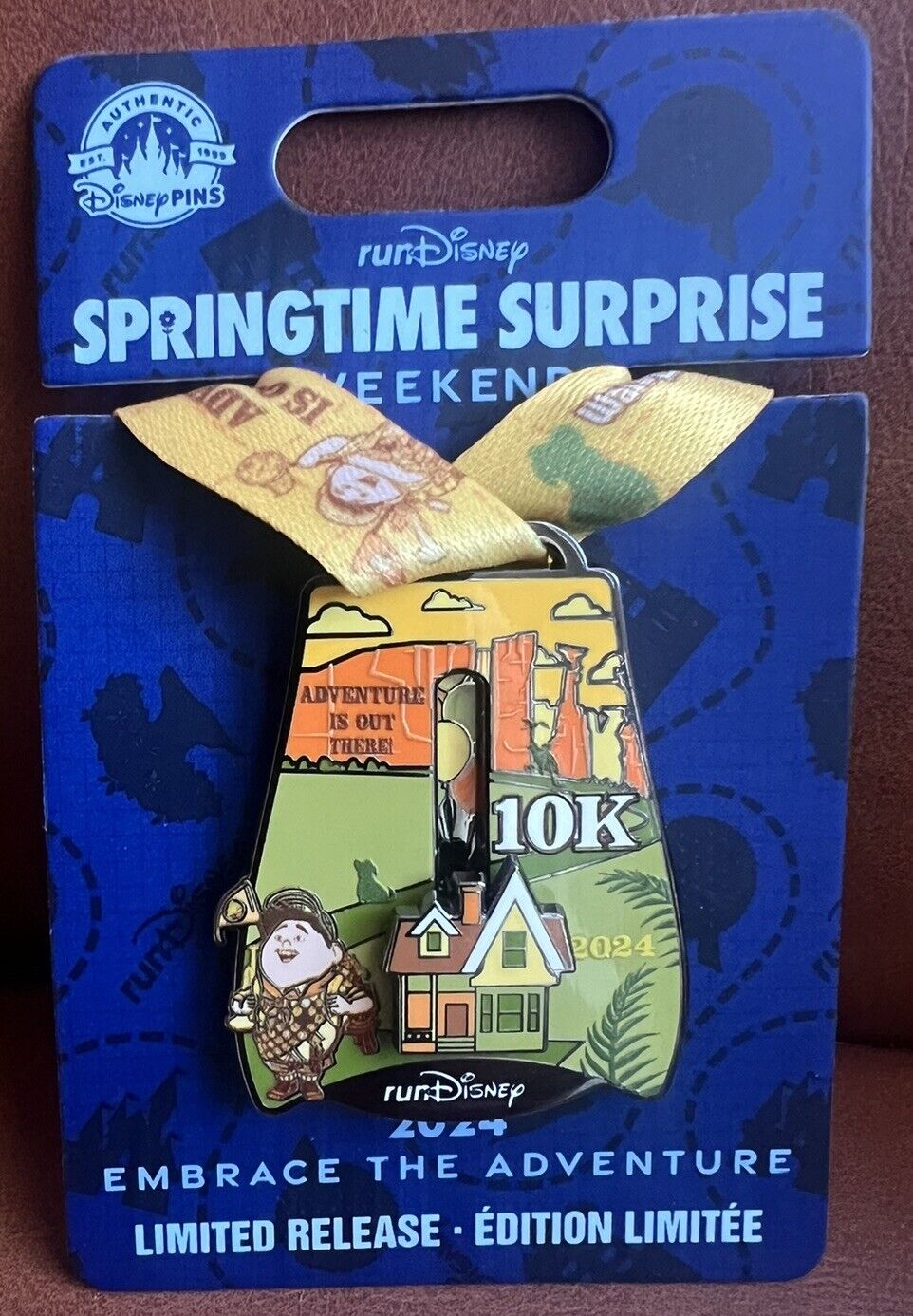 2024 Walt Disney World RunDisney Springtime Surprise UP 10k Medal Pin.