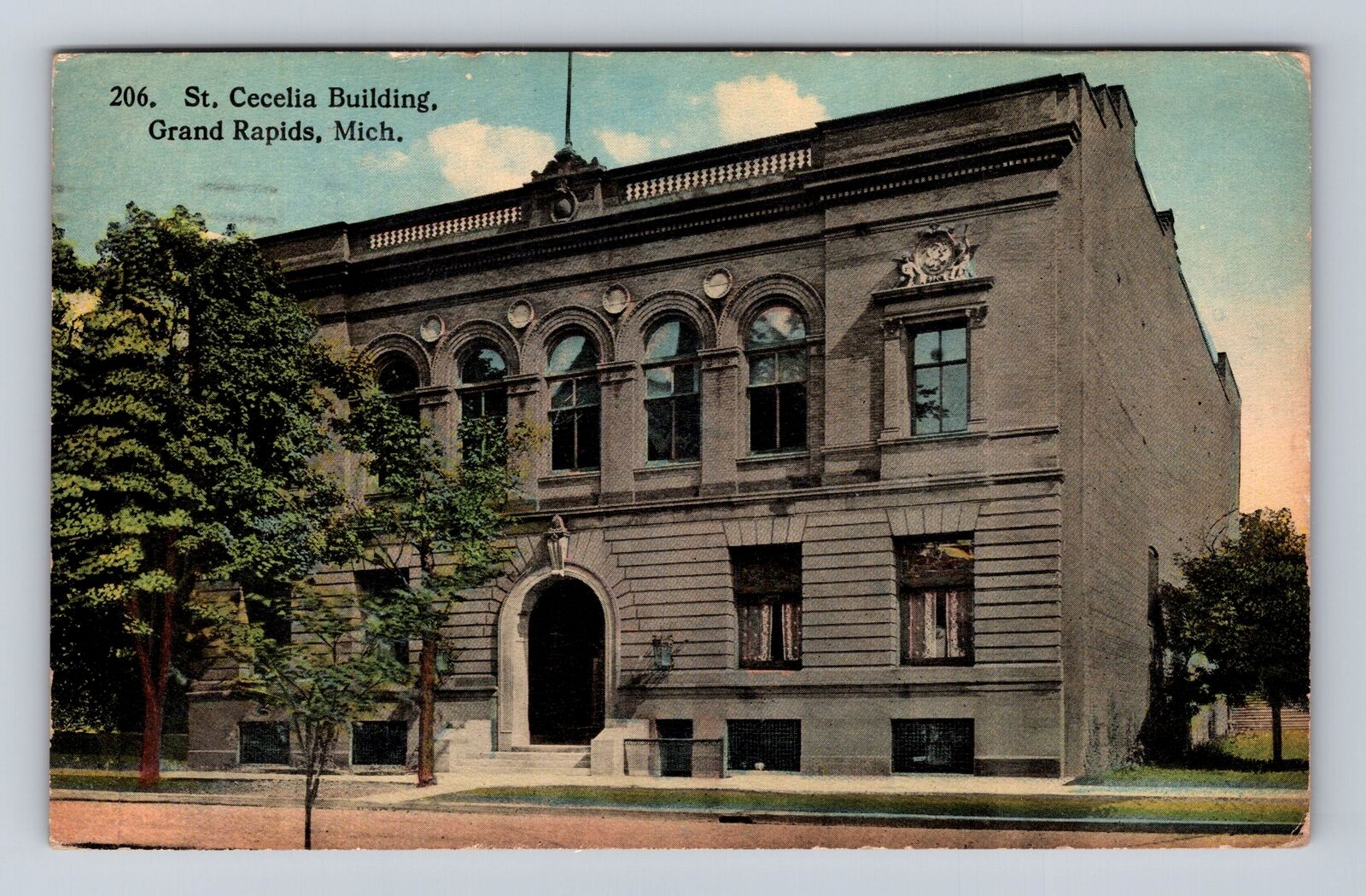 Grand Rapids MI-Michigan, St Cecelia Building, Antique, Vintage c1919 Postcard