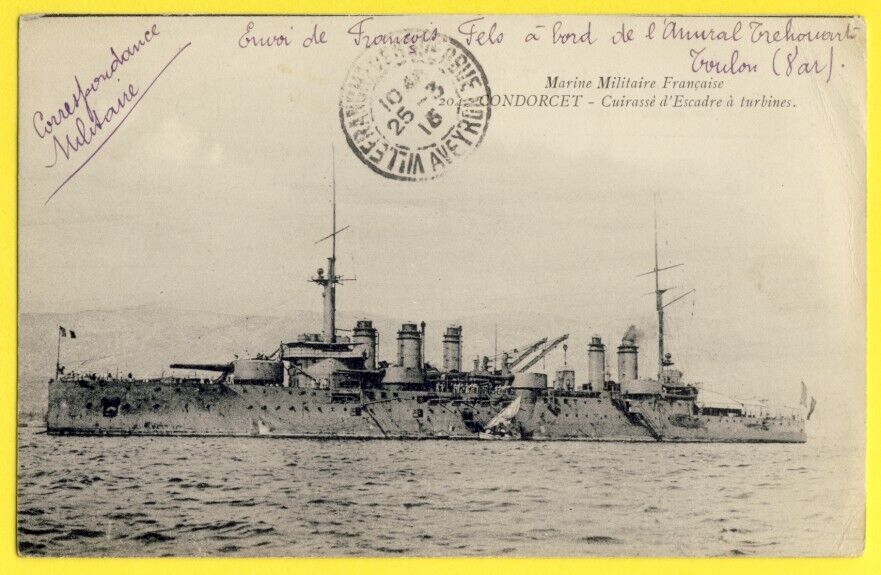 cpa France Guerre TOULON 1915 WING BATTLESHIP TURBINES \