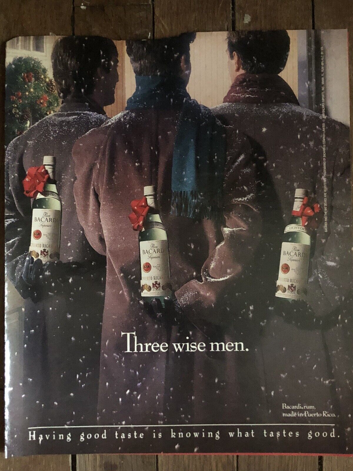 1989 Vintage Bacardi Rum Christmas Time PRINT AD Three Wise Men Original