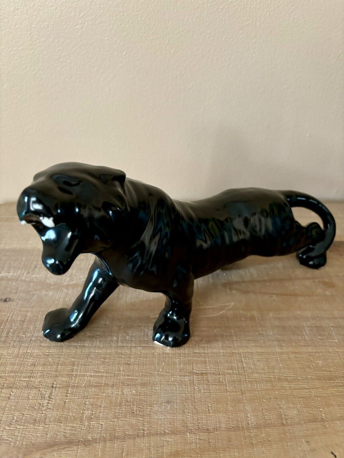 Vintage MCM 1950s Roaring Ceramic Black Panther
