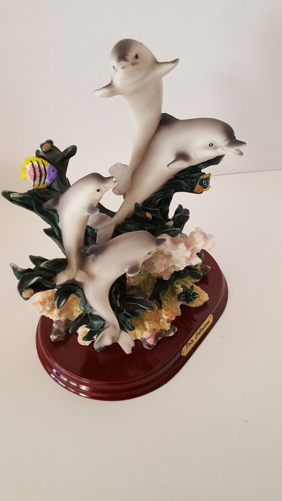 Vintage Poly Collection Hand Painted Dolphins Resin Figurine. 
