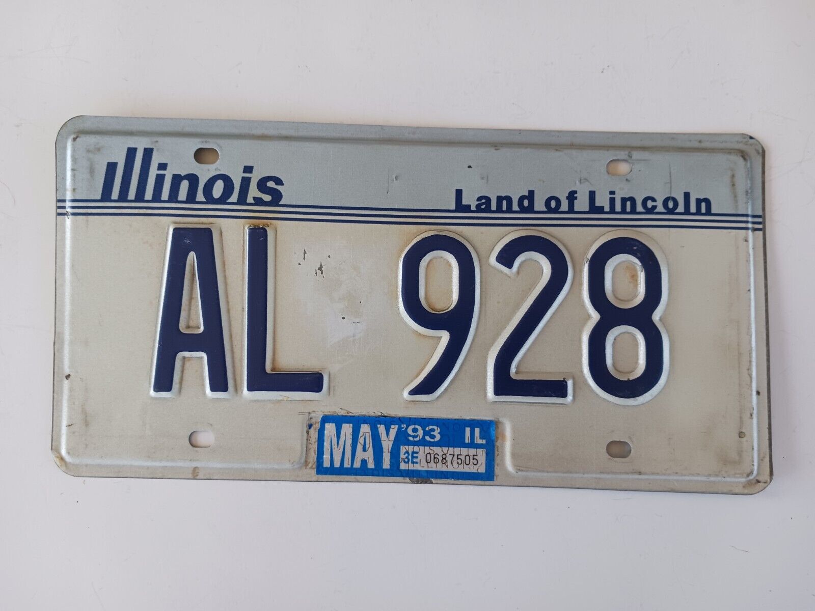 1993 Illinois License Plate AL 928