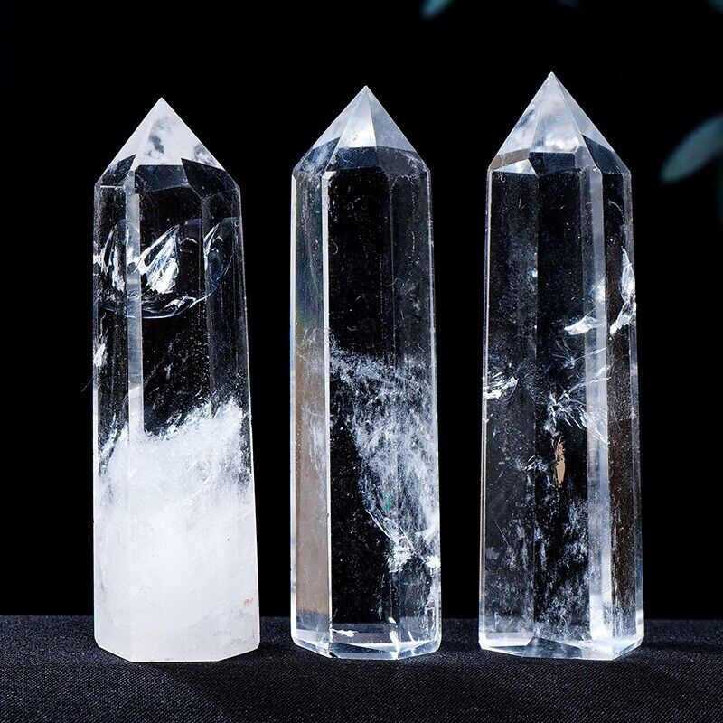 Clear Quartz Healing Crystal Wand Chakra Obelisk Tower Point Home Ornament Gifts