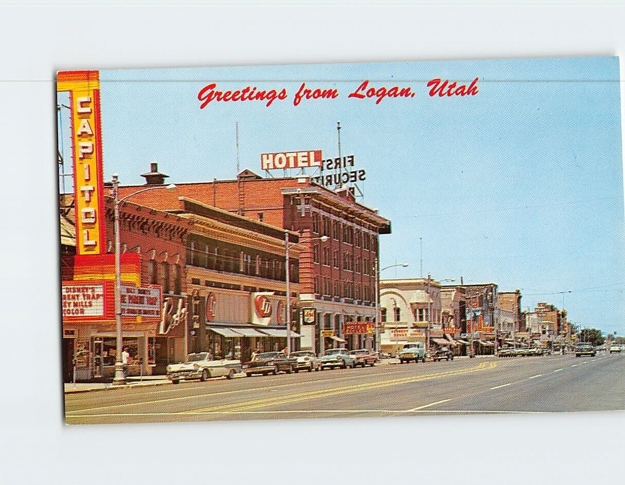Postcard Main Street Greetings from Logan Utah