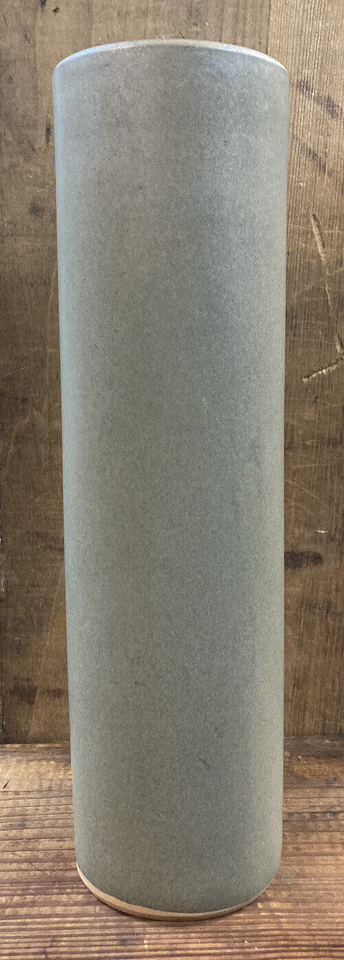 13” Vintage Brown Cylinder Ceramic Japanese Vase