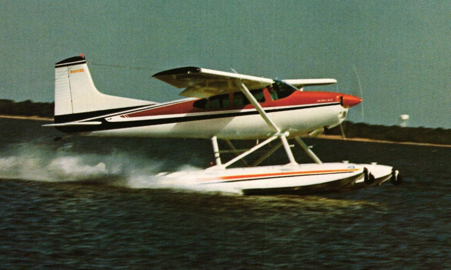 1979 Cessna 185 Airplane With Water Skis 155 Knots Max Unposted Vintage Postcard