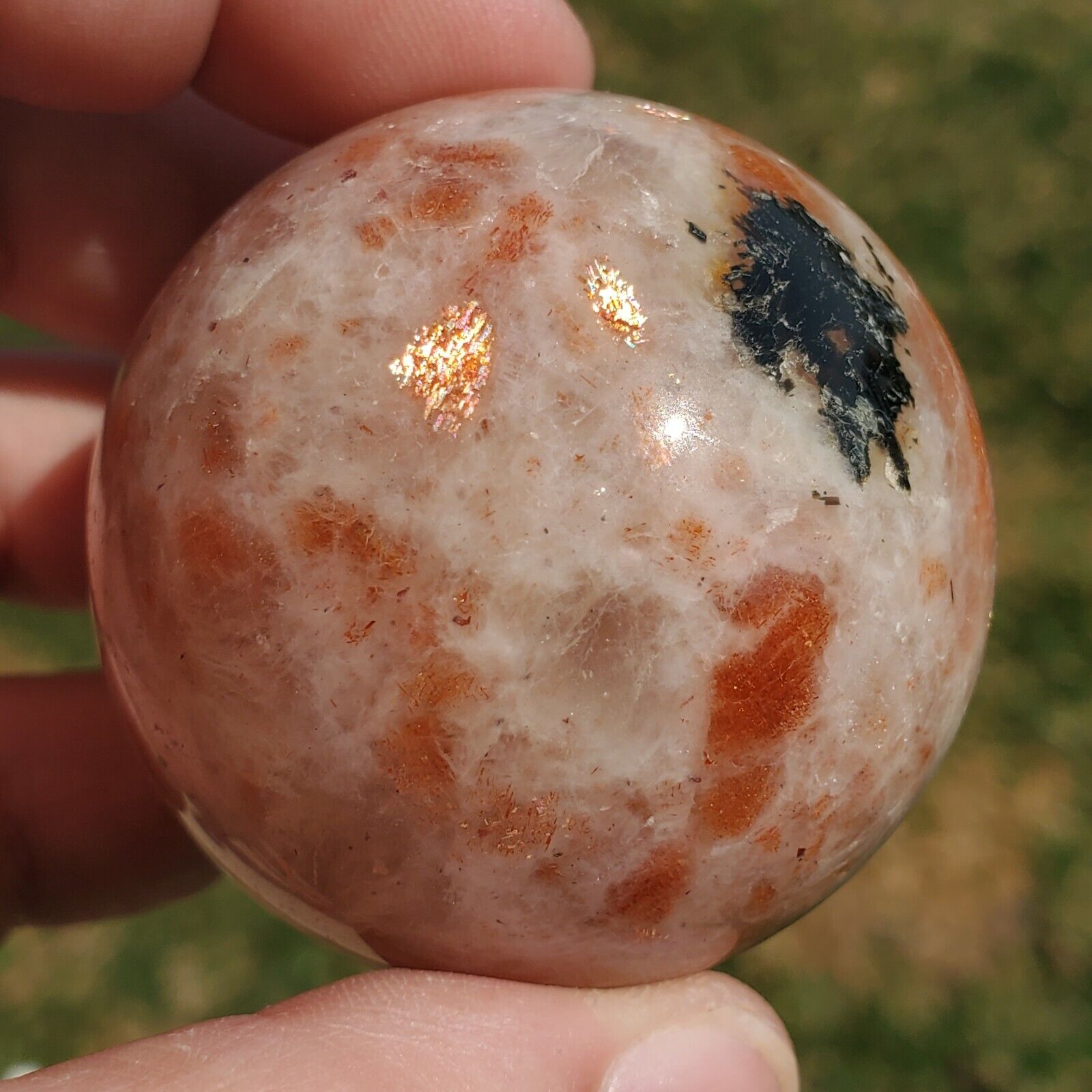 Sunstone Golden Sunstone Crystal Sphere Ball Orb 48.1mm 158g