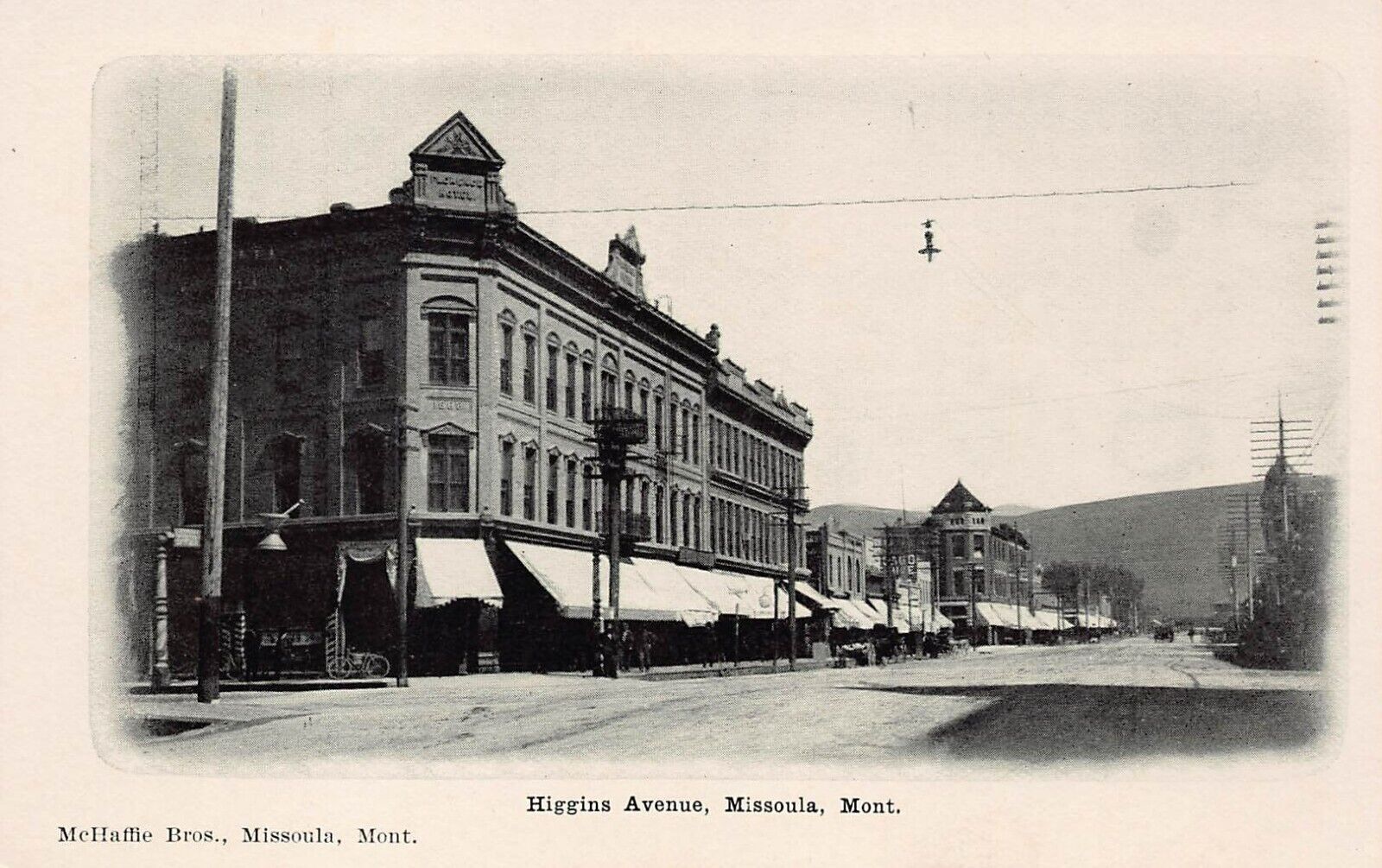Missoula MT Montana Downtown Higgins Avenue Early 1900s UDB UNP Vtg Postcard B17