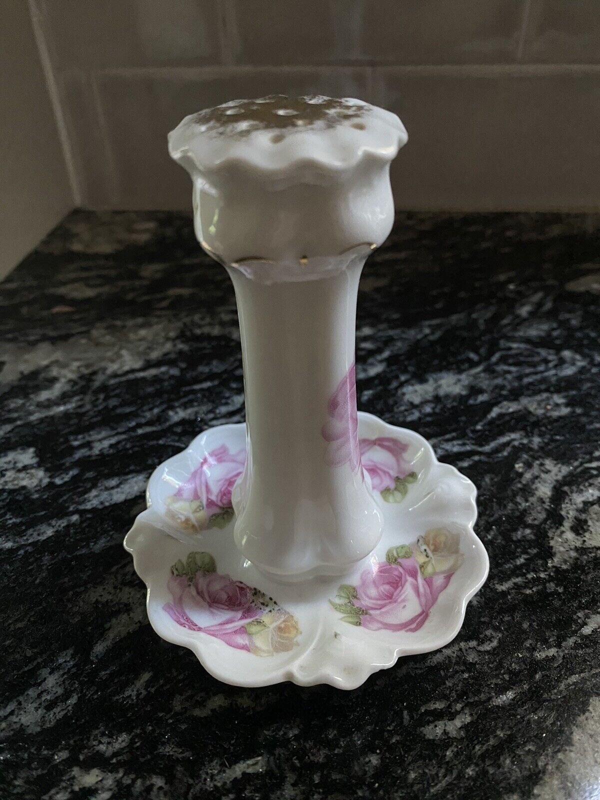  Antique porcelain M &Z Austria Hatpin Vanity holder vintage Porcelain