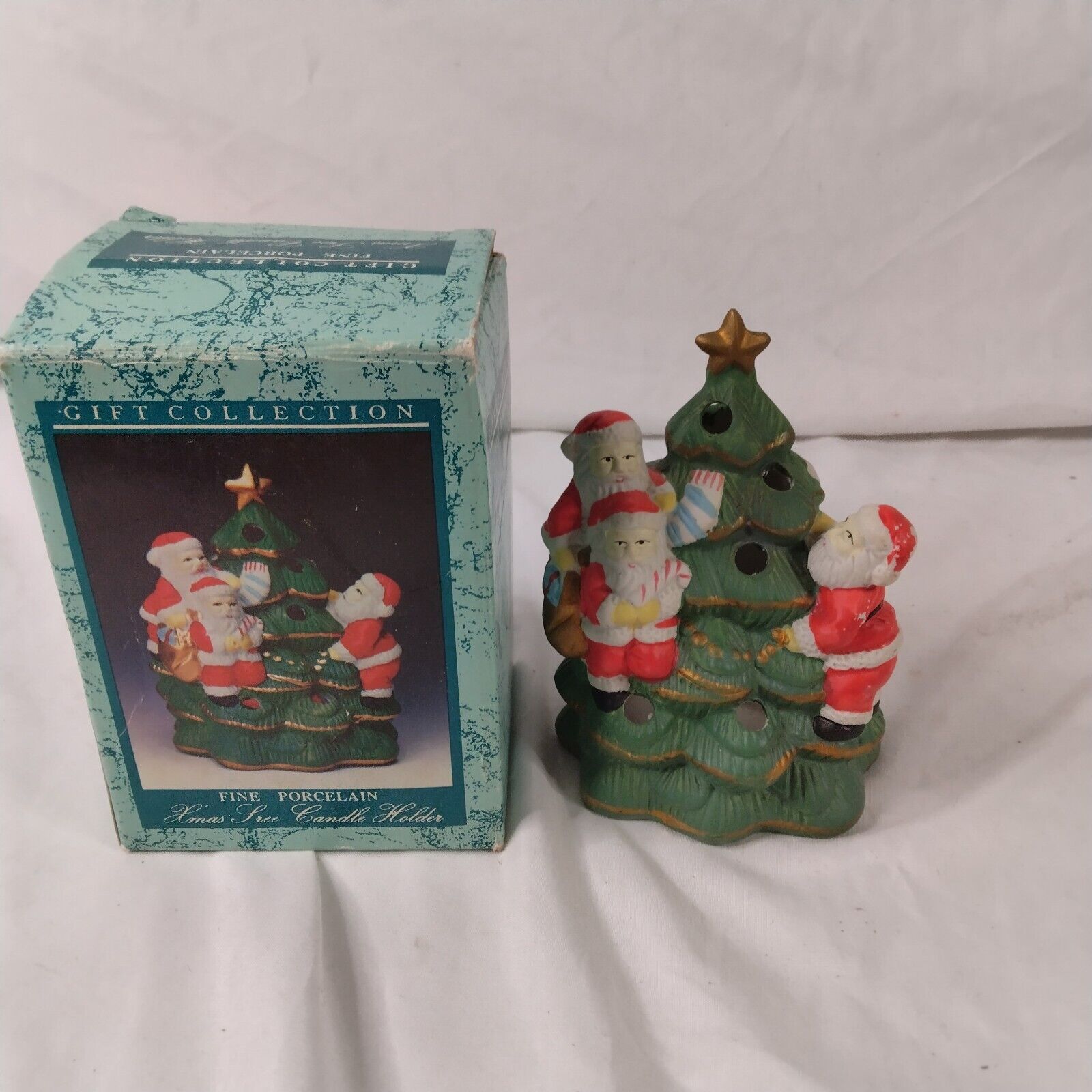 Fine Porcelain Xmas Tree Candle Cover - Vintage 