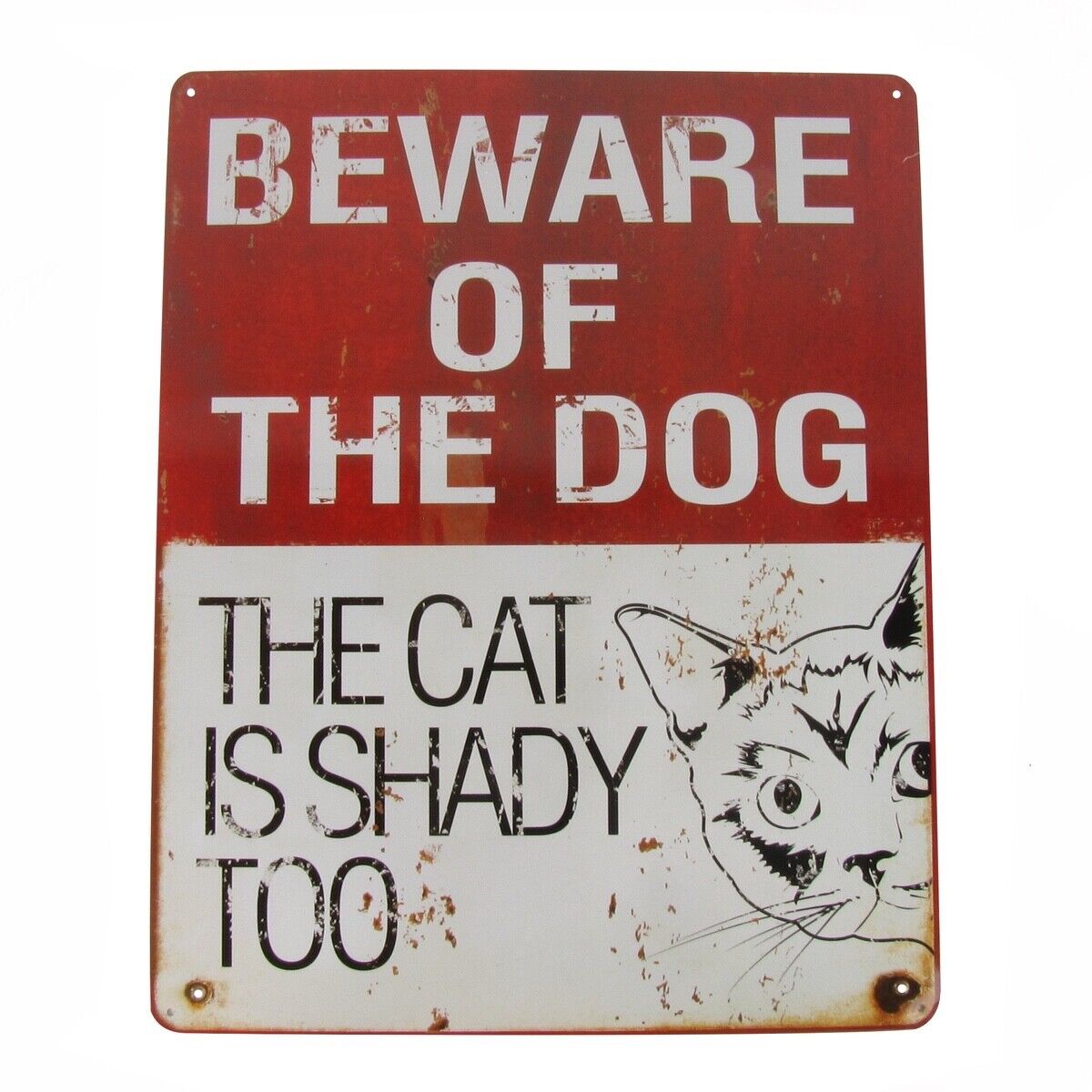 Funny Beware Of Dog The Cat is Shady Too Novelty Tin Sign Animal/Pet Lover Gift