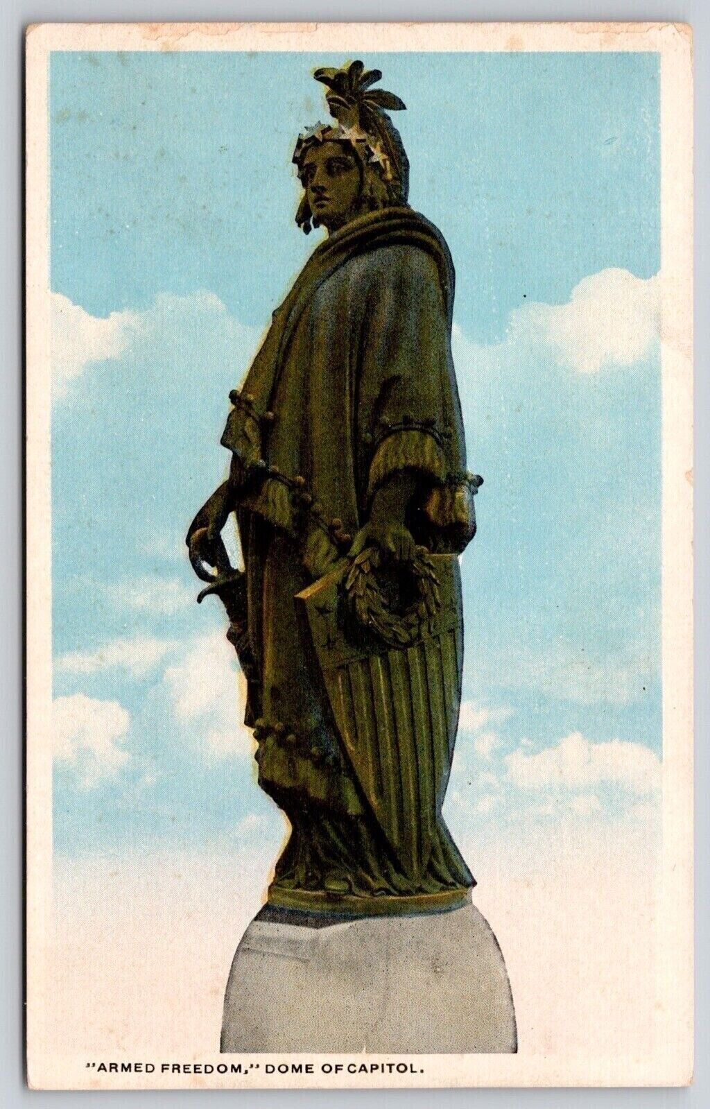 Armed Freedom Dom Capitol Bronze Statue Monument Sculpture Vintage UNP Postcard