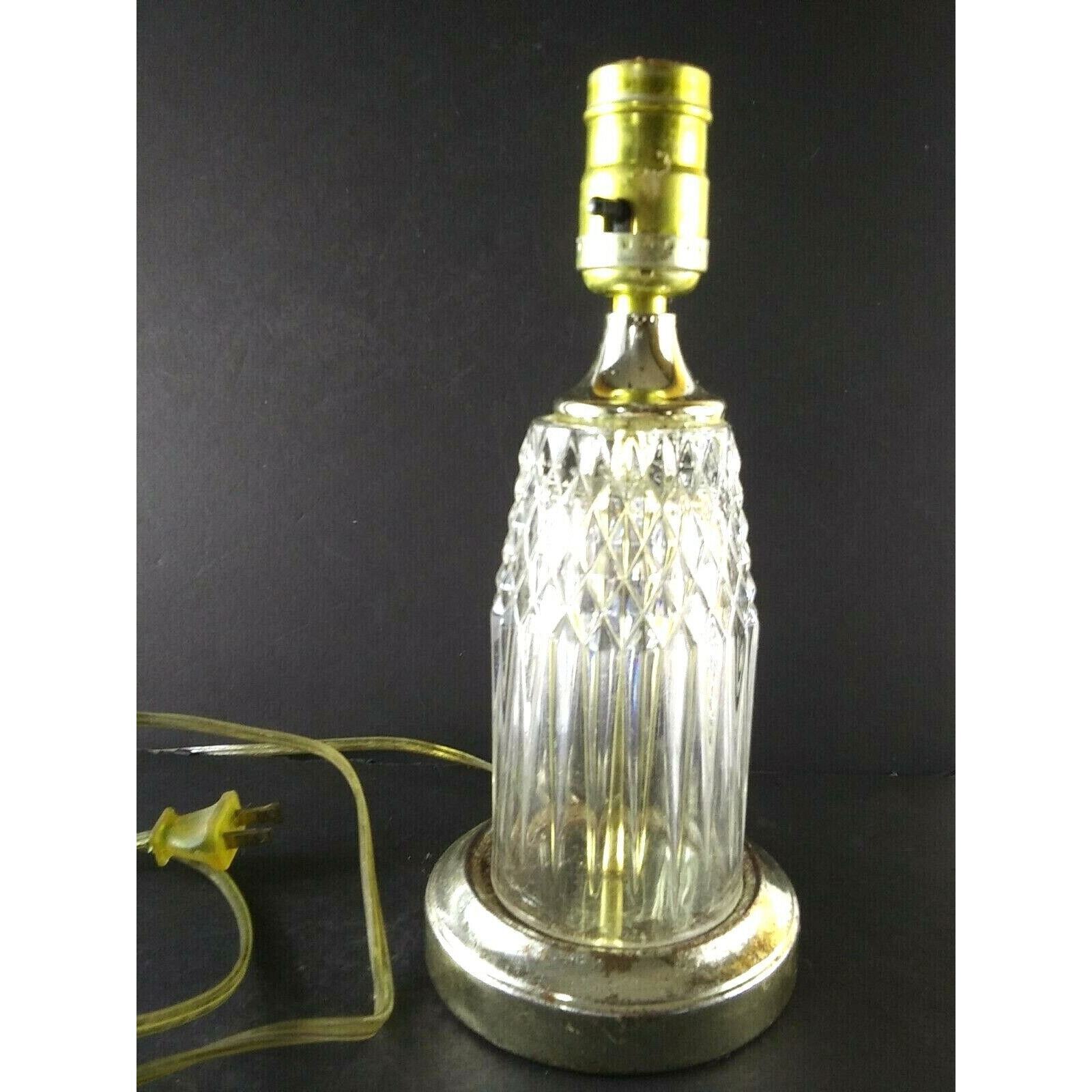 Vintage 1950\'s Bedroom Boudoir Table Lamp Glass Goldtone Flawed Works