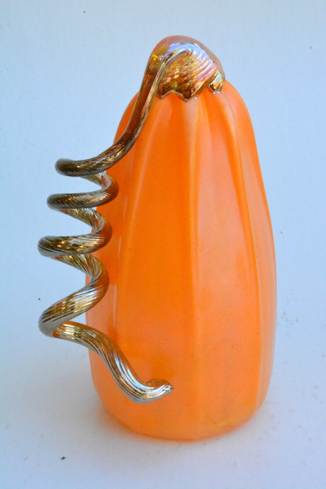 Orange Pumpkin With Silver Stem By Saul Alcaraz. Blown Glass  