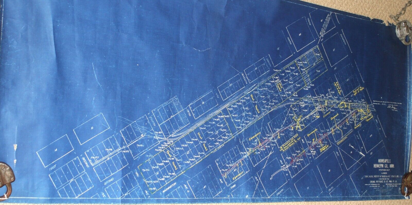 Blue Print Map Milwaukee Road in Downtown Minneapolis - Approx. 24\