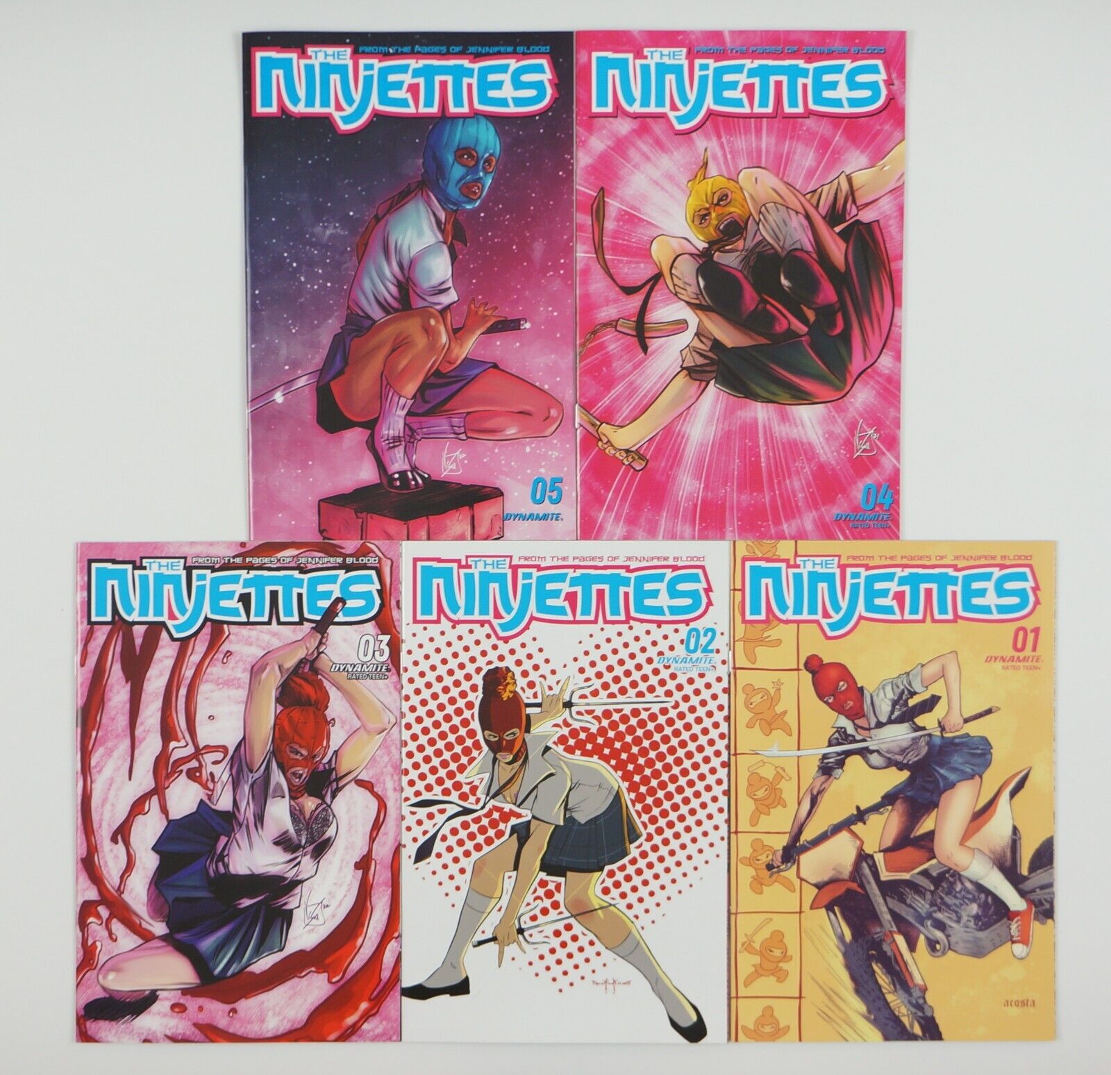 the Ninjettes Vol. 2 #1-5 VF/NM complete series Dynamite - all C variants set