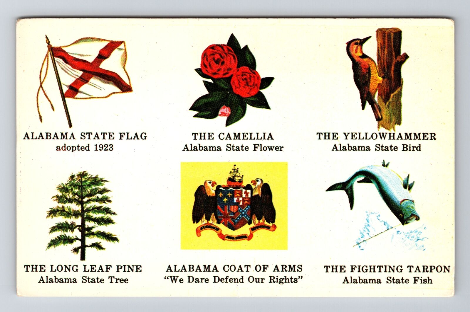 AL-Alabama, Greetings, State Information, Vintage Postcard