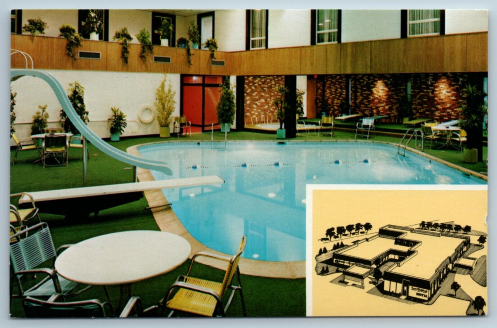 Kahler Inn Towne Motel Hibbing Minnesota MN Chrome Postcard Poolside