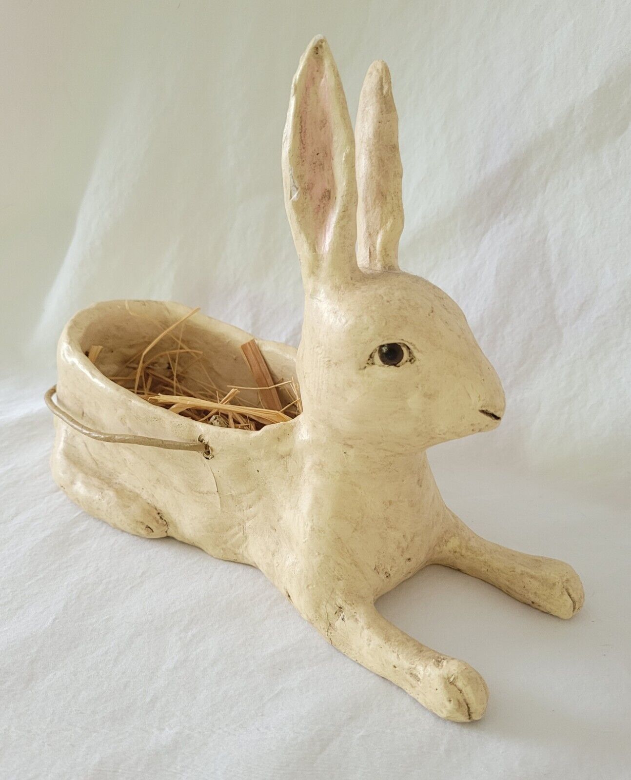 Vicki Smyers White Rabbit Easter Basket Bethany Lowe Primitive Art 10.5\