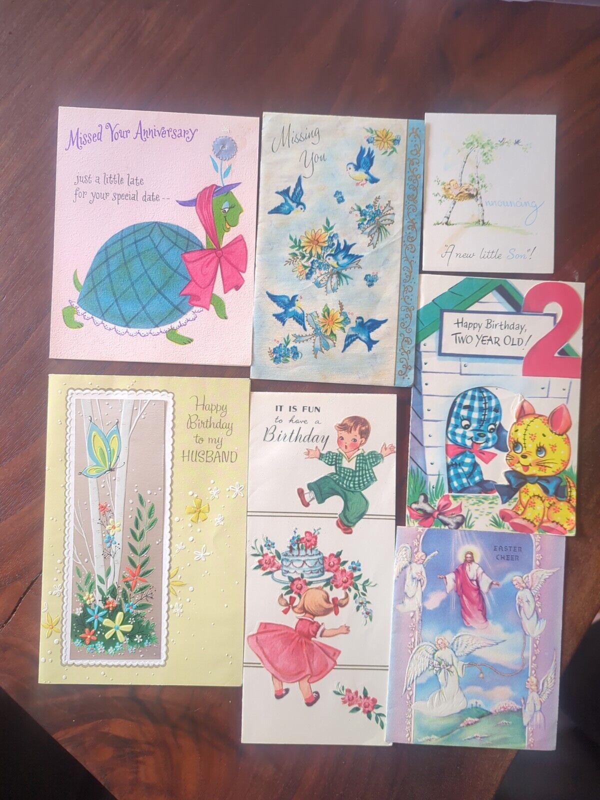 VINTAGE 1950s 60\'s MID CENTURY MODERN Greeting CARD USED  Kitschy Lot Of 7 #561