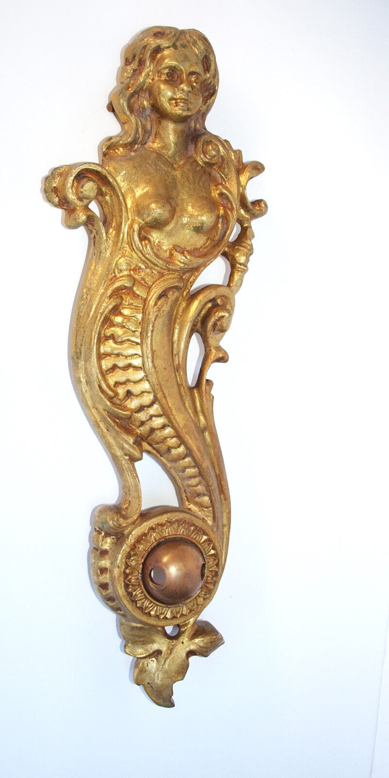 Antique Solid Brass Mermaid Embellishment 17”