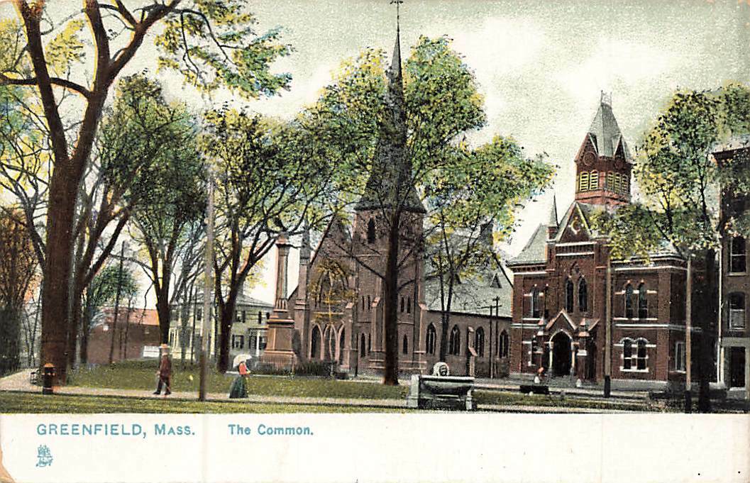 c1905 Raphael Tuck The Commons Early View Greenfield MA Mass P175