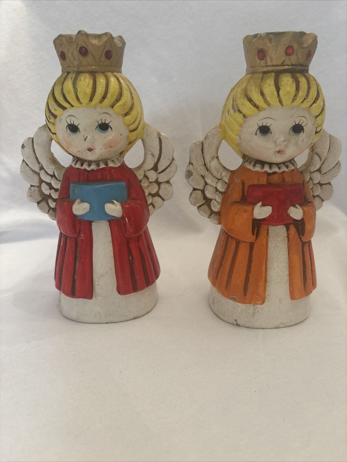 Antique Wooden Angel Candle Holders