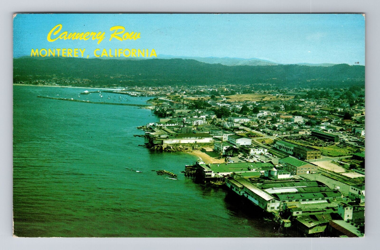 Monterey CA-California, Aerial Cannery Row, Antique, Vintage c1976 Postcard