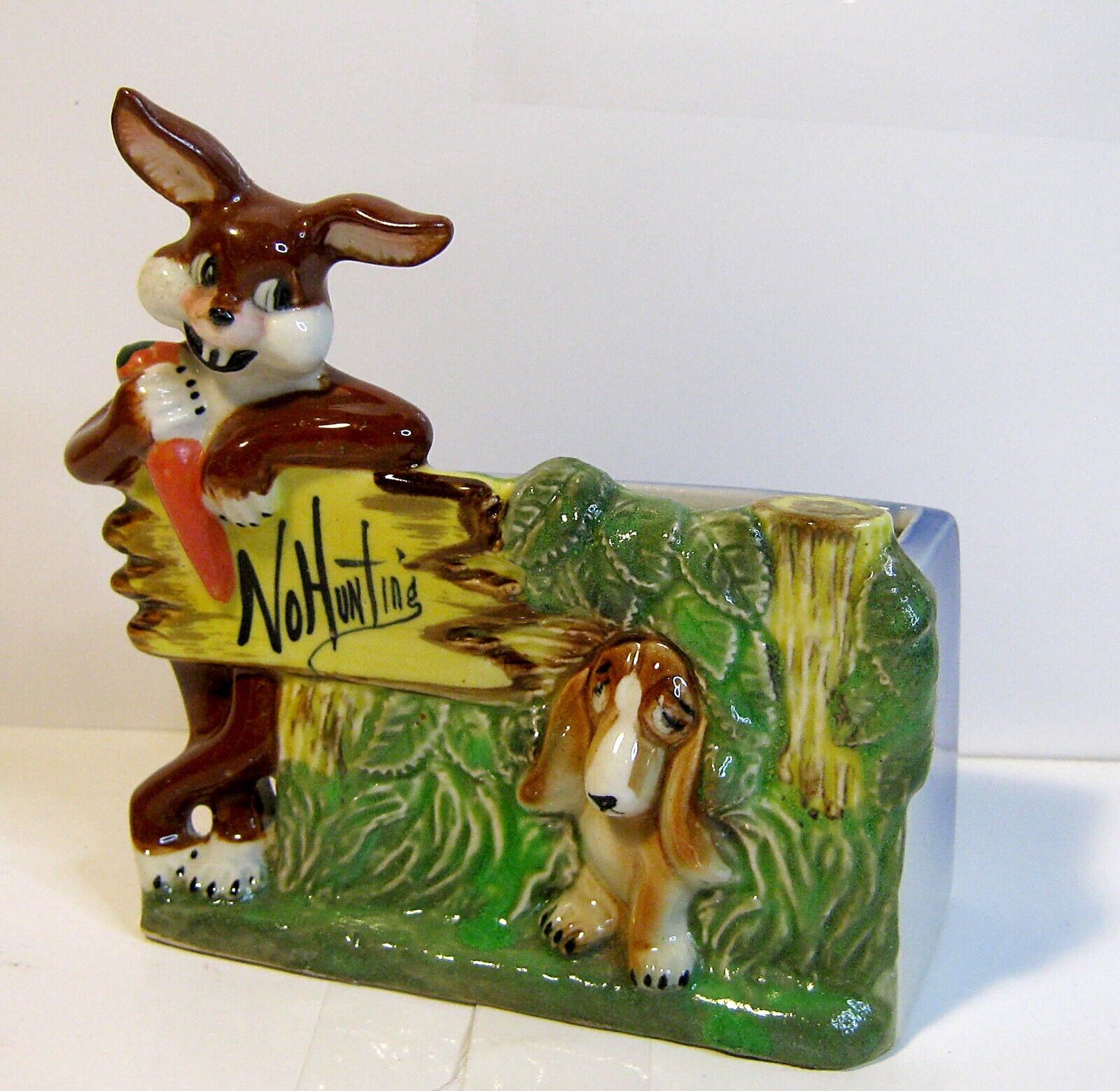 Vintage 1940s Rabbit and Hound Ceramic Planter Cabin/Cottage Decor