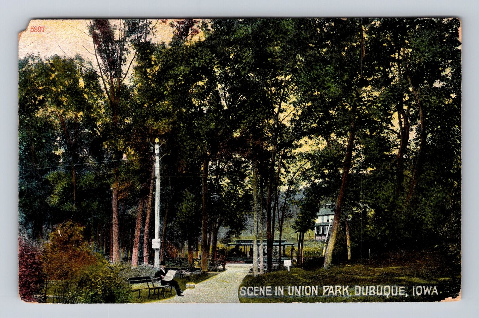 Dubuque IA-Iowa, Scene In Union Park, Antique, Vintage c1908 Souvenir Postcard