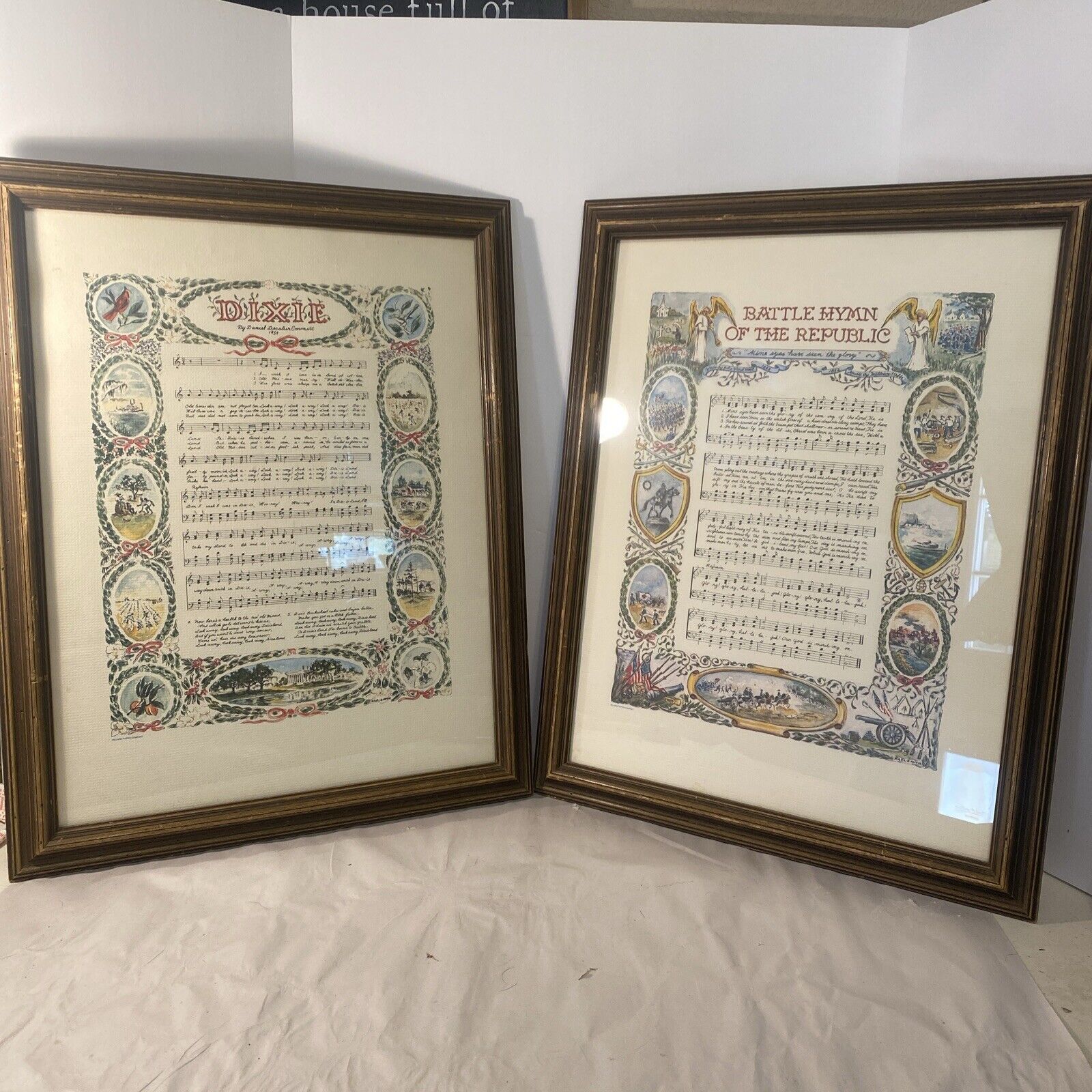 Matching Set Karl Smith Framed Poster Music Dixie  & Battle Hymn Of The Republic