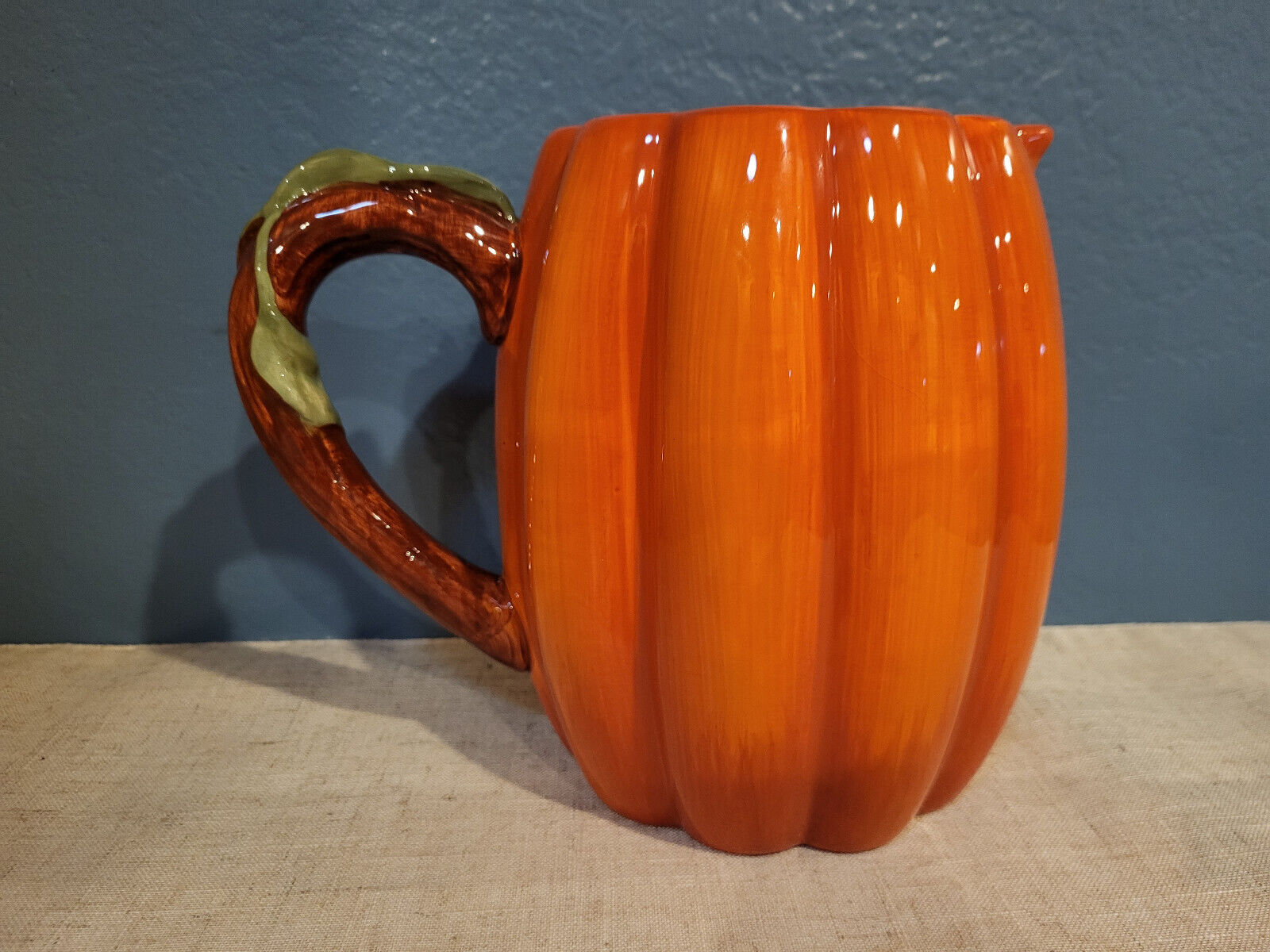 Sur La Table Pumpkin Pitcher with Vine Handle Fall Holiday Thanksgiving