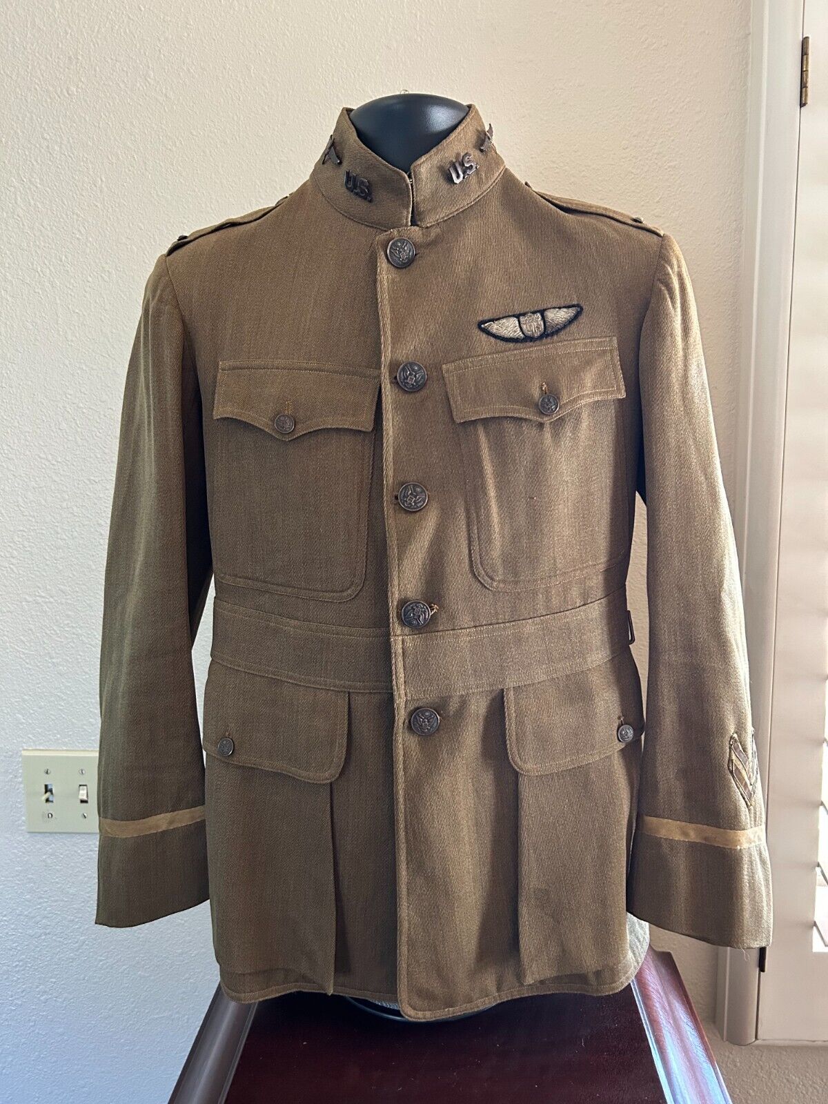WW1 Era Tailor Made Pilots Uniform With French Made Bullion Wings