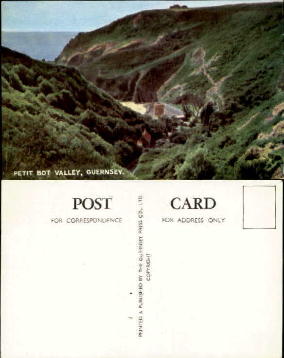 Petit Bot Valley Guernsey UK ~ vintage postcard