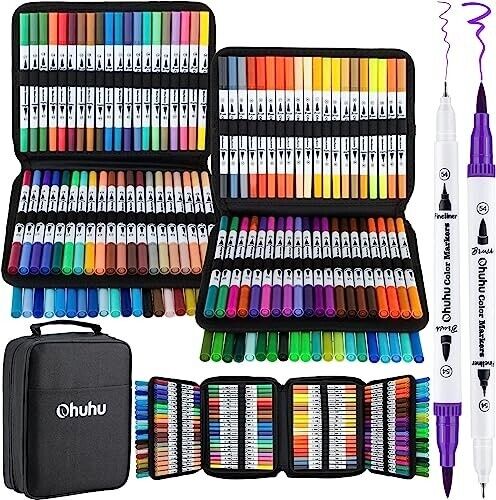 Ohuhu Art marker pen 160 color set twin marker With Carrying Case