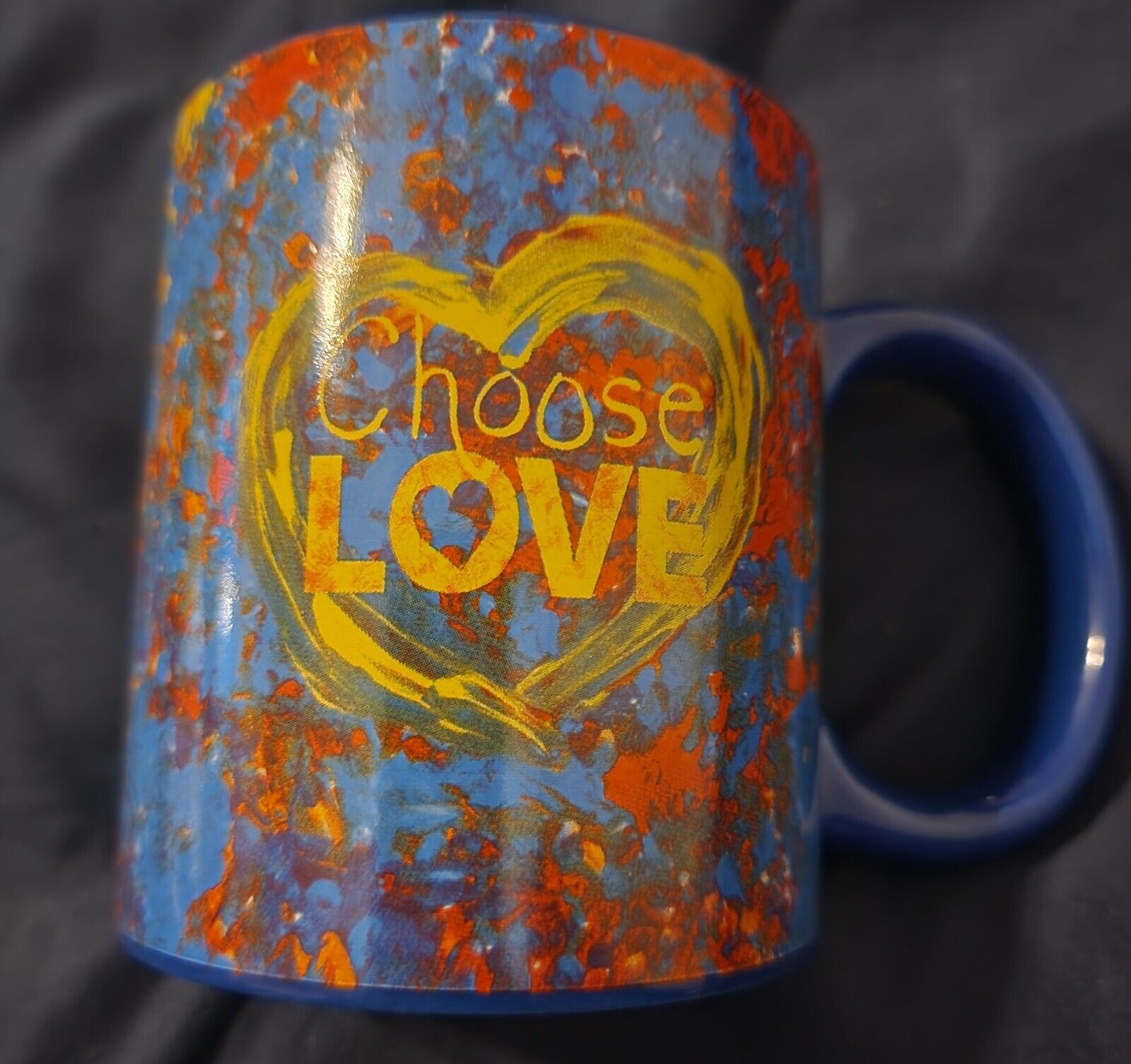 Penzey’s “Choose Love” Coffee Mug  Cobalt Blue. Never Used In Box. 