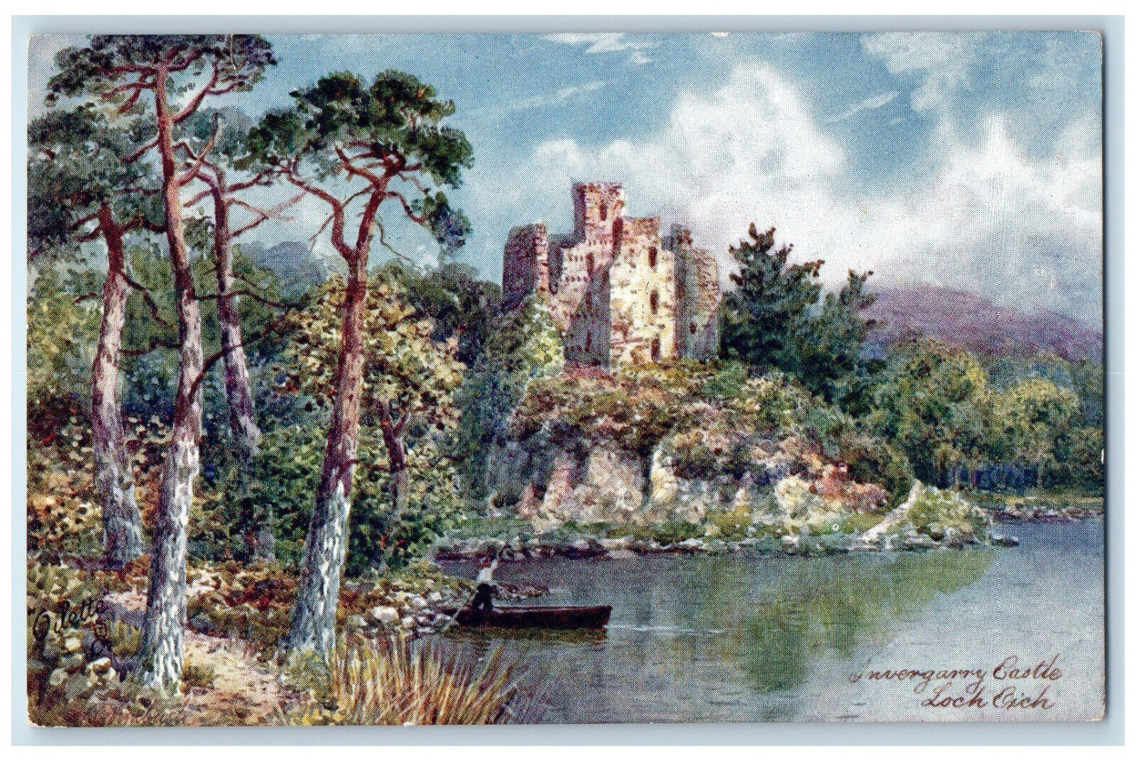 c1910 Invergarry Castle Loch Oich Bonnie Scotland Oilette Tuck Art Postcard