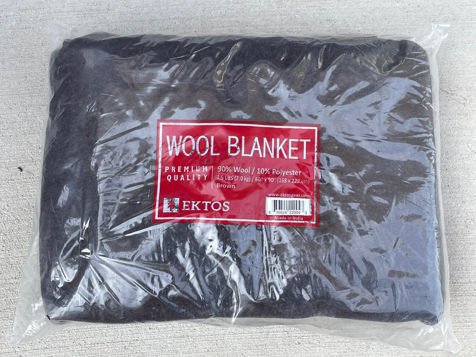🔥 EKTOS • 90% Wool Blanket • Grayish Brown • Warm & Heavy 4.5lbs • Size 66\