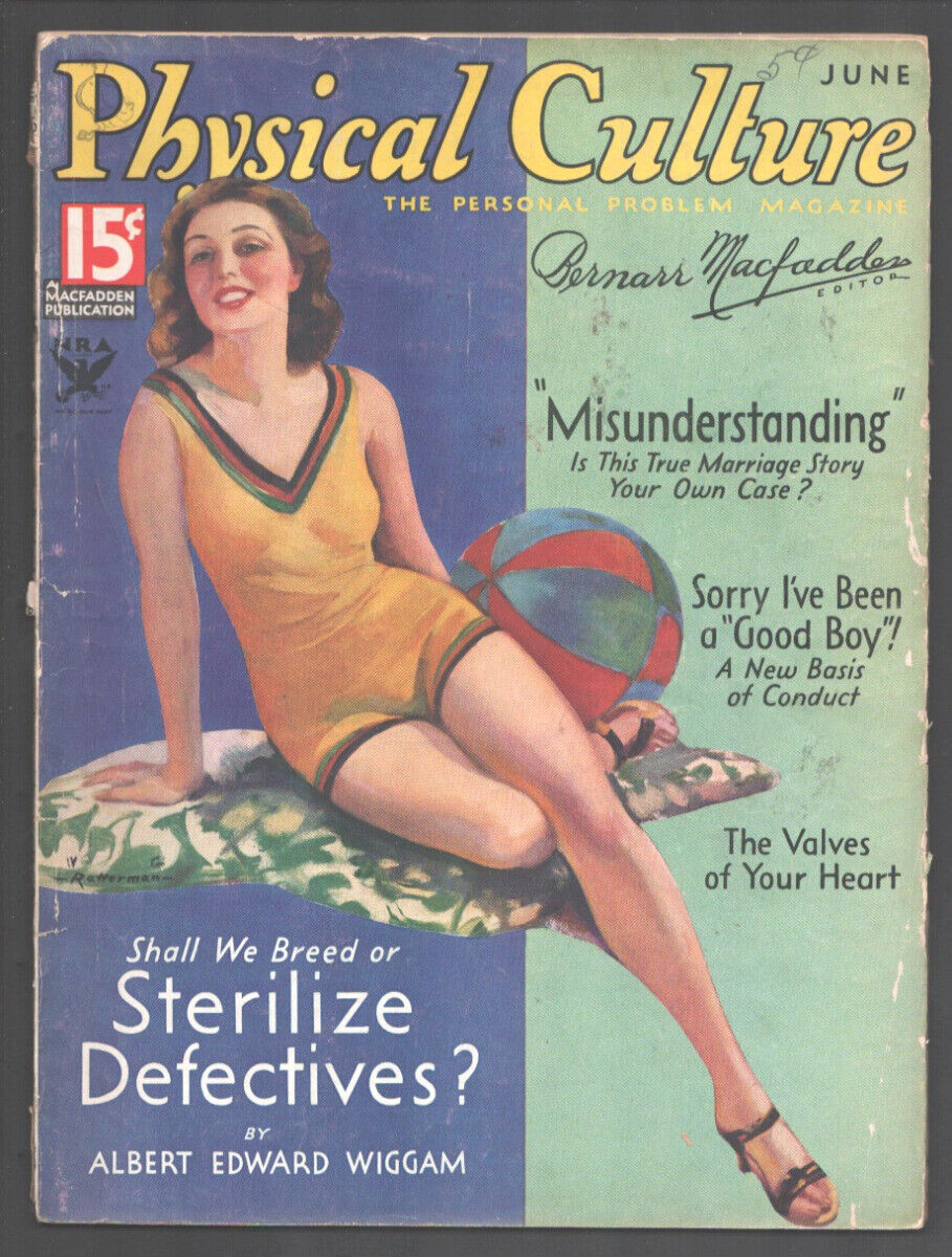 MAG: Physical Culture 6/1934-Swimsuit girl cover by Walter Ratterman-\