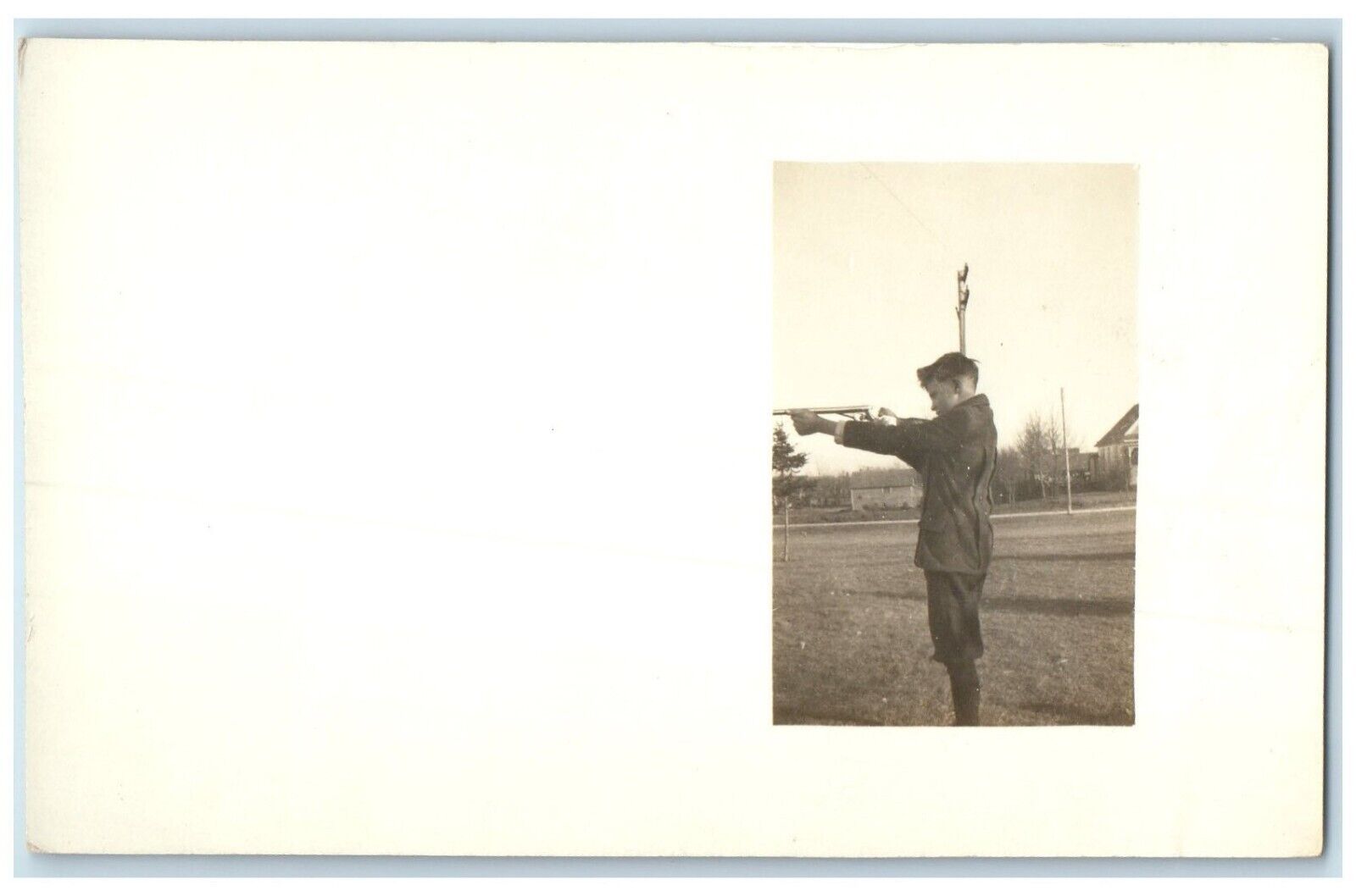 c1910\'s Boy Russell With His First Gun Shooting RPPC Photo Antique Postcard